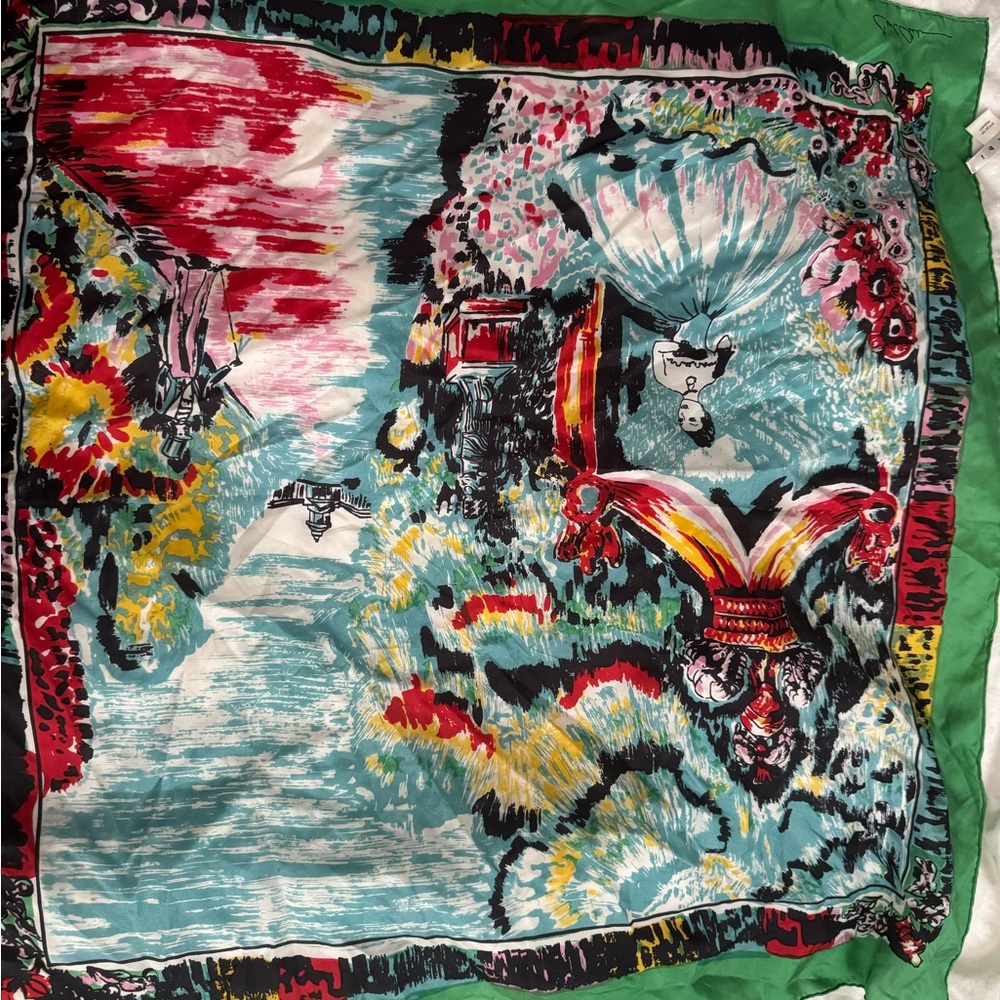 Cabi Vintage Multi-Color Printed Silk Scarf